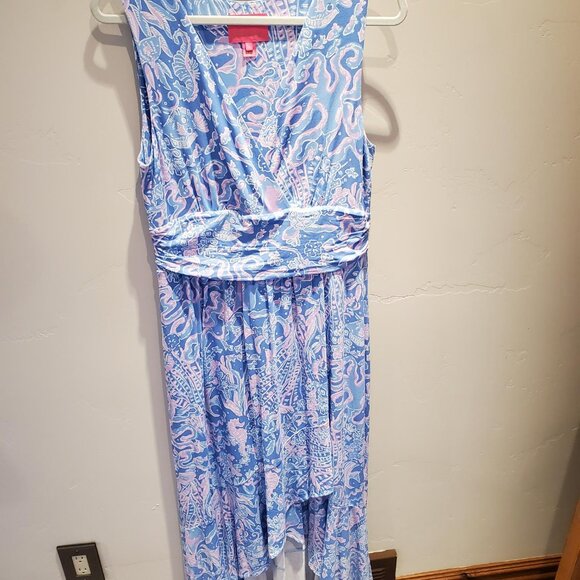 Lilly Pulitzer Moana Maxi High Low Soft Stretch Sleeveless Dress, Size L - Picture 2 of 5